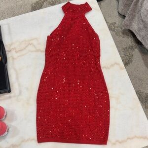 Guess Red bodycon beaded dress